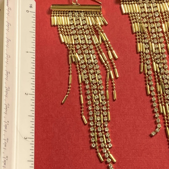 NWOT Luxury Rhinestone Gold Tone Necklace Earrings - Picture 8 of 9